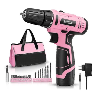 (2 batteries and chargers) 21v Rechargeable Dual Speed Electric Drill Set, Flashlight, Pistol Dr