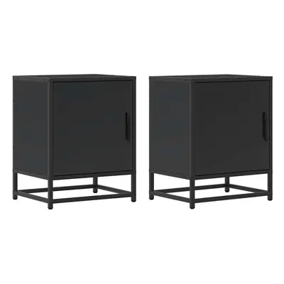 (black, pcs) vidaXL Bedside Cabinets pcs Black 40x31x50 cm Engineered Wood and Metal