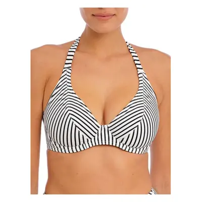 Freya Jewel Cove Banded Underwire Halter Bikini Top 34DD Stripe Black