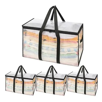 Uhogo Large Clear Storage Bags 110L - Pack Heavy Duty Moving Bags with Strong Zipper & Handles -