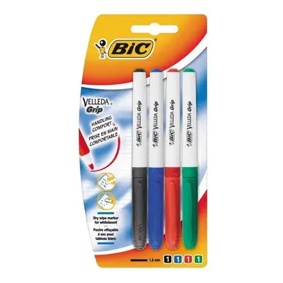 BIC Velleda Grip Whiteboard Markers - Assorted (Pack of 4)