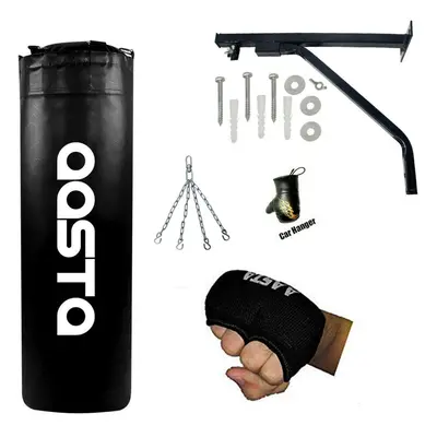 4 feet Punch Bag Set, Basic Gloves, Punchbag Hanging Wall Bracket