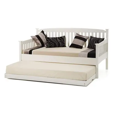 SHAKER STYLE WHITE 3FT SINGLE DAYBED WITH UNDER BED GUEST TRUNDLE COMES WITH MEMORY FOAM MATTRES