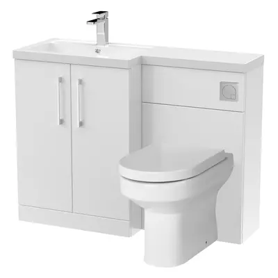 Level Bathroom Bundle Floor Standing Vanity Basin and WC Unit with Pan, Seat and Cistern - Left 