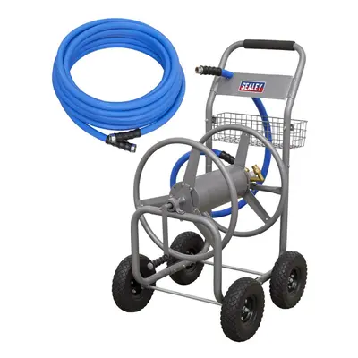 Sealey Heavy-Duty Hose Reel Cart with 5m Heavy-Duty 19mm Hot & Cold Rubber Water Hose HRKIT5