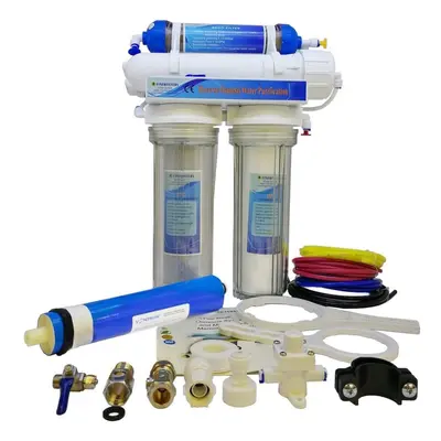 Finerfilters Stage Aquarium Reverse Osmosis Unit 50GPD - Drop In Style with Refillable DI Resin 