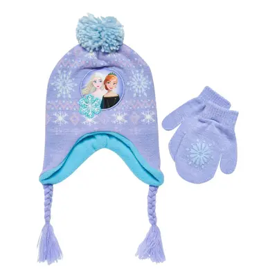 Disney Little Girls Frozen Elsa and Anna Beanie Hat and Gloves Cold We