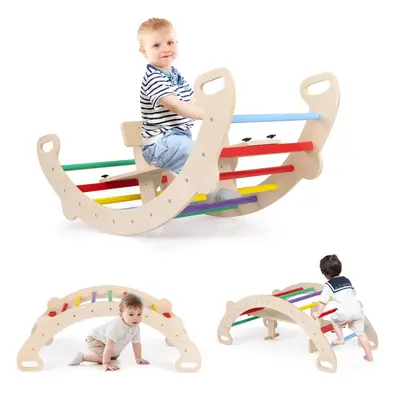 Multifunctional Rocking Horse Arch 4-in-1 Wooden Climbing Toys