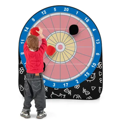 Kids Large Dart Board Foldable Dartboard w/4 Kick Balls-Black