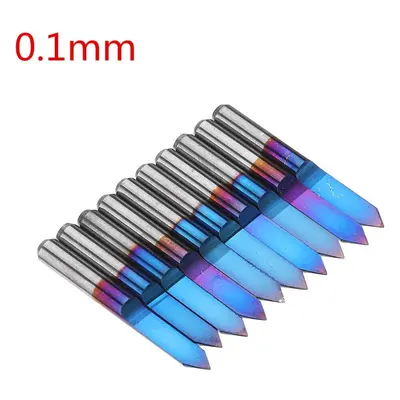 (0.1mm) 10pcs 0.1/0.2/0.3/0.4mm Degree Engraving Bit Flat Bottom PCB Engraving Bit Blue NANO Coa