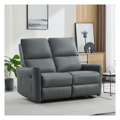 (Grey) MADRID SEATER MANUAL AIR LEATHER RECLINER SOFA