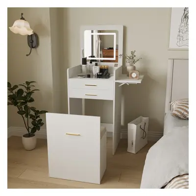 Dressing Table Set LED Mirror Vanity Makeup Desk Side Panel Drawer