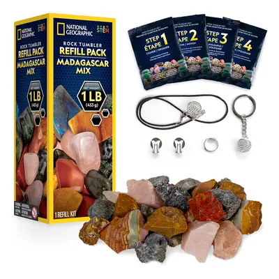 NATIONAL gEOgRAPHIc Rock Tumbling Refill - Lb Mix of Rocks from Madagascar for Rock Polishers, J