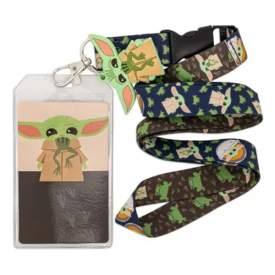 Loungefly Star Wars Baby Yoda with Frogs All Over Print Lanyard with C