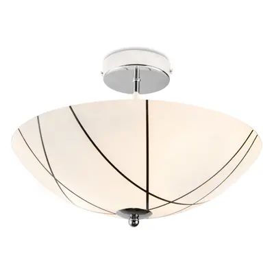 Crosbie Semi-Flush Glass Ceiling Uplighter - Light - White/Black