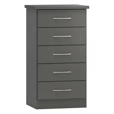 Nevada Drawer Narrow Chest of Drawers in 3D Effect Grey Metal Runners Handles