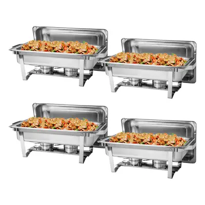 4-Pack 9L Chafer Silver Chafing Dish Buffet Set Food Warmer