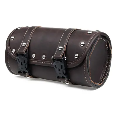 Motorcycle Front Fork Tool Saddle Bag Pouch Saddlebags Luggage Leather Barrel Dark Brown