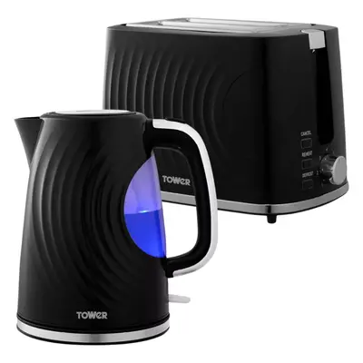 Tower Sonar Kettle & Slice Toaster Kitchen Set (Black)