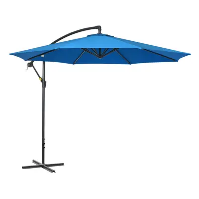 Outsunny 3(m) Garden Banana Parasol Cantilever Umbrella w/ Cross Base, Blue