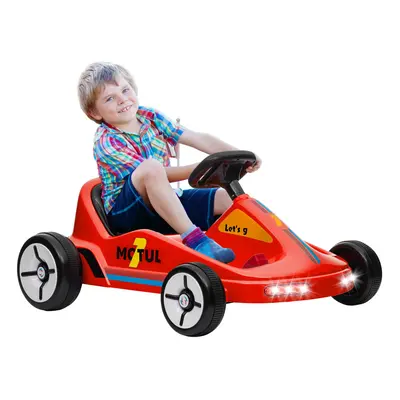 AIYAPLAY 6V Electric Go Kart w/ Music, Light, Horn, for Ages Years, Red