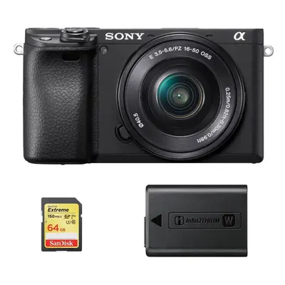 SONY A6400 Black KIT SEL 16-50MM F3.5-5.6 OSS + 64GB SD card + NP-FW50