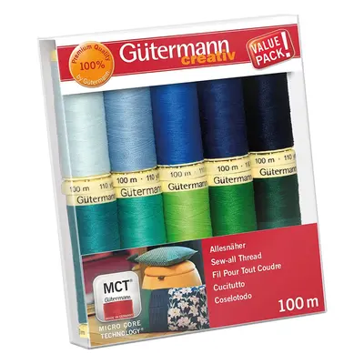 Gutermann Sew All Thread Set Blues/Greens 100m x reels, One Size