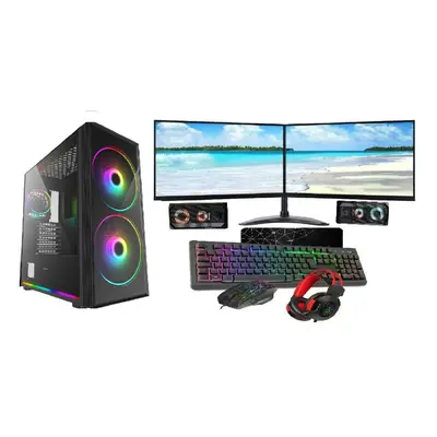 Gaming PC Core i5 16GB RAM 1TB+128GB SSD GT1030 2GB 2x22 Monitor Dual Stand SNIPER