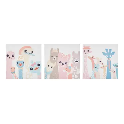 Canvas Set of TILLIA Animal Motif x cm Multicolour