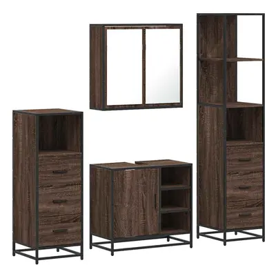 (brown oak) vidaXL 4ÃÂ Piece Bathroom Furniture SetÃÂ Smoked Oak Engineered Wood