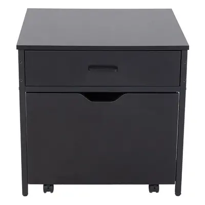 Black 2-Tier File Storage Cabinet Office Side Table Fridge Stand