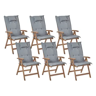 Set of Garden Chairs with Cushions AMANTEA Acacia Wood Grey