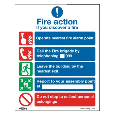 Safe Conditions Safety Sign - Fire Action Without Lift - Self-Adhesive Vinyl - Pack of