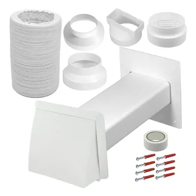 Cooker Hood External Vent Kit 4" 5" 6" 100mm 125mm 150mm Universal Exterior Wall Ducting Set (Wh