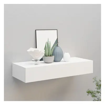 vidaXL Wall-mounted Drawer Shelf White MDF Wall CabinetFloating Shelf Set