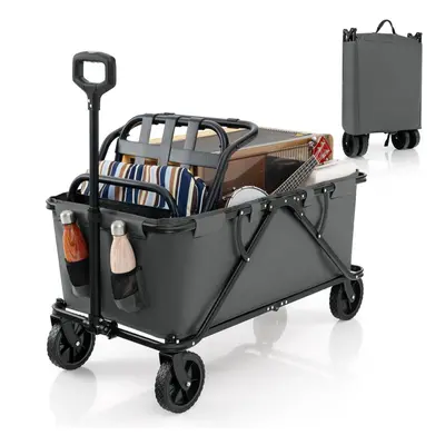 Collapsible Foldable Wagon Heavy-Duty Wagon Cart w/ Adjustable Handlebar