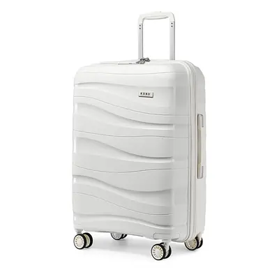 (White, inch) One Or Four Pieces Lightweight PP Hard Shell Suitcase With TSA Lock