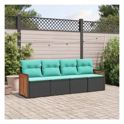 vidaXL Piece Patio Sofa Set with Cushions Black Poly Rattan