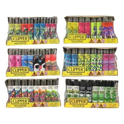 (48pc MIX Random Prints) Clipper Lighters Refillable, Sets Of 10, 30