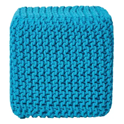 (Teal Blue) Knitted Cotton Cube Footstool x x cm