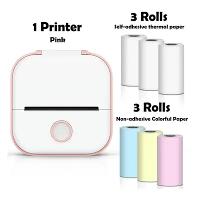 (Pink-6 Rolls Set 2) Phomemo T02 Portable Mini Wireless Thermal Pocket Printer Self-adhesive Sti