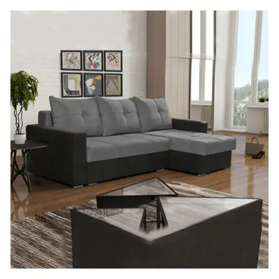 (Grey, Right Corner) Scotia Fabric Ottoman Storage Corner Sofa Bed