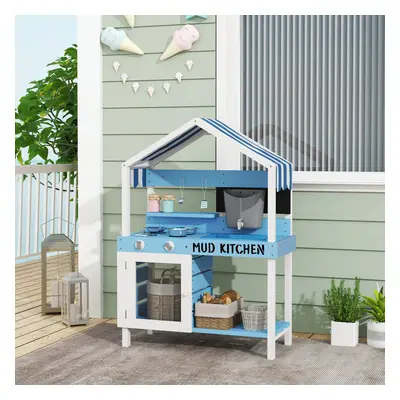 AIYAPLAY Kids Mud Kitchen, Outdoor Play Kitchen for Boys Girls, Blue