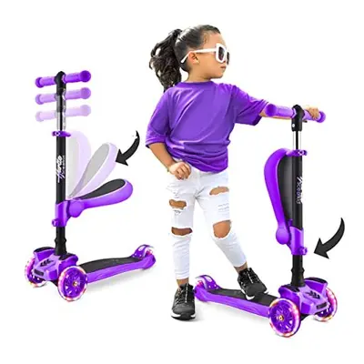 3 Wheeled Scooter for Kids - Stand & Cruise Child/Toddlers Toy Folding Kick Scooters w/Adjustabl