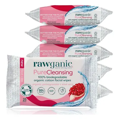 (Set of 6) RAWGANIC Pure Cleansing Anti-aging Facial Wipes