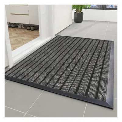 (Grey, x Cm) Non Slip Rubber Barrier Door Mat Heavy Duty Washable Dirt Trapper Mat