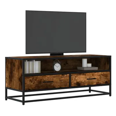 vidaXL TV Cabinet TV Stand Media TV Unit Smoked Oak Engineered Wood and Metal