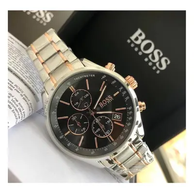 NEW HUGO BOSS HB1513473 GRAND PRIX GOLD AND SILVER TONE MEN'S WATCH