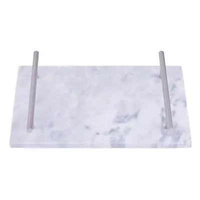 Premier Housewares Grey Marble Tray with Silver Handles