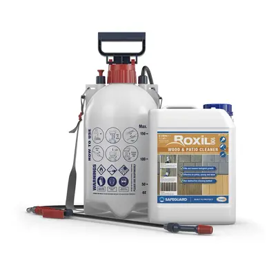 (5L & Sprayer) Roxil Green Mould, Algae & Lichen Killer - 5L - Patio, Decking, Fence, Paving Cle